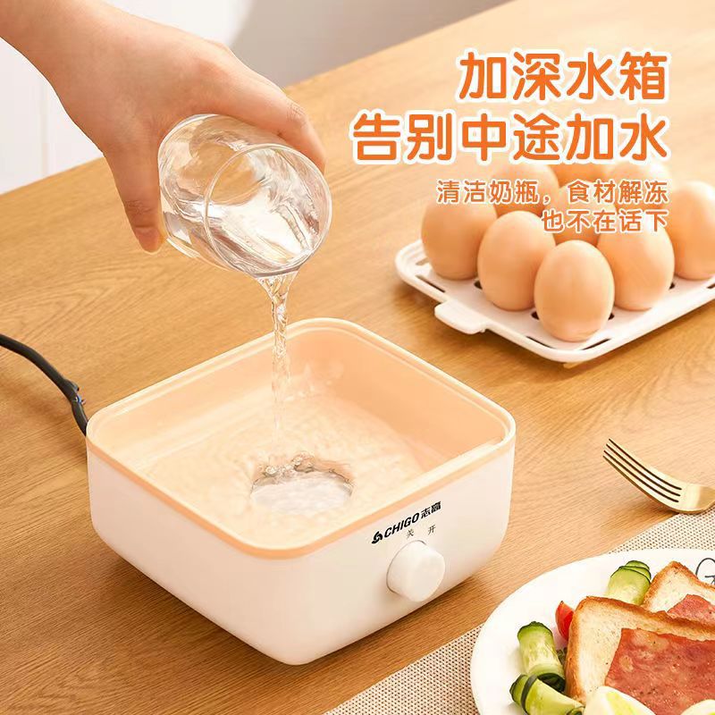 Chigo Egg Cooker Steamer Double Layer Automatic Power Off Household Small Egg Mini Multi-Function Breakfast Machine Magic Tool