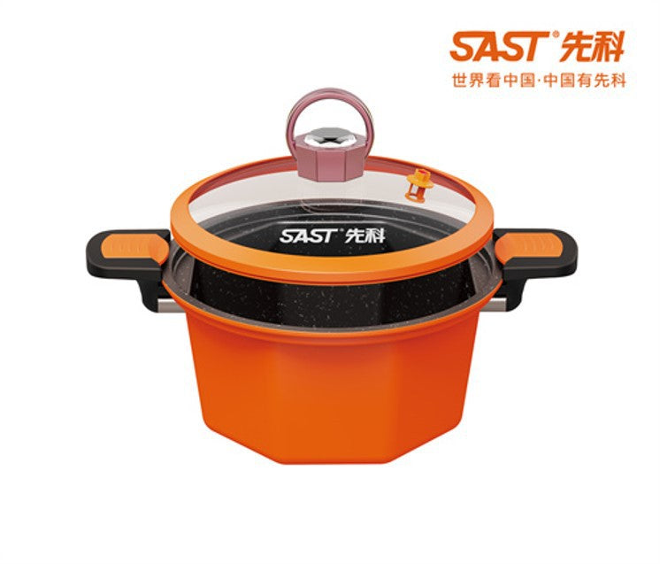 SAST Micro Pressure Cooker Large Capacity Soup Pot Household Pressure Cooker Antibacterial Geometric Pressure Cooker Compatible with Induction and Gas Stoves