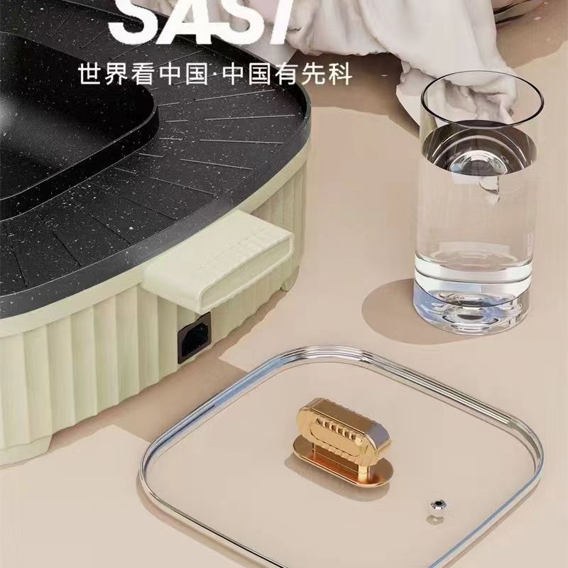 sast New Electric Hot Pot Electric Grill Pan Household Grill Pan Multifunctional Electric Grill Stove Hot Pot Grill Combo High Temperature Resistant