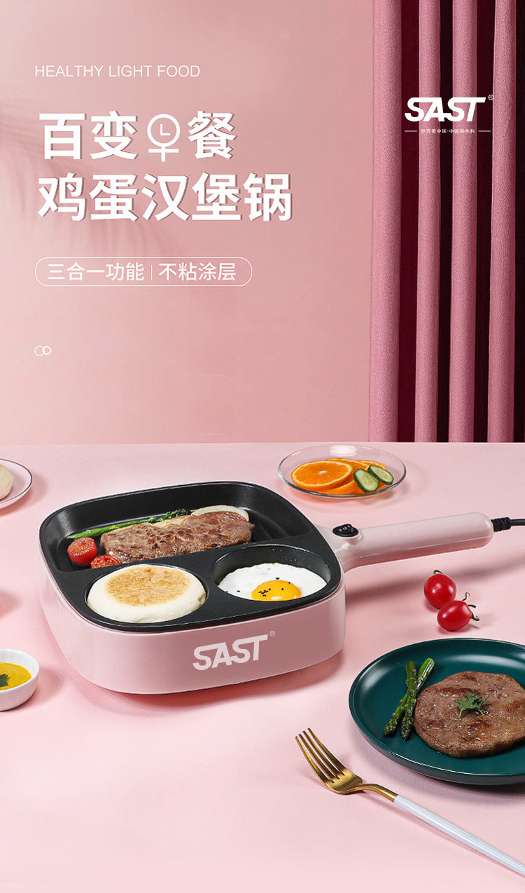 SAST Multifunctional Breakfast Machine for Home and Dormitory, Small Frying and Grilling Machine, Multifunctional Kitchen Magic Egg and Burger Pan with Partition