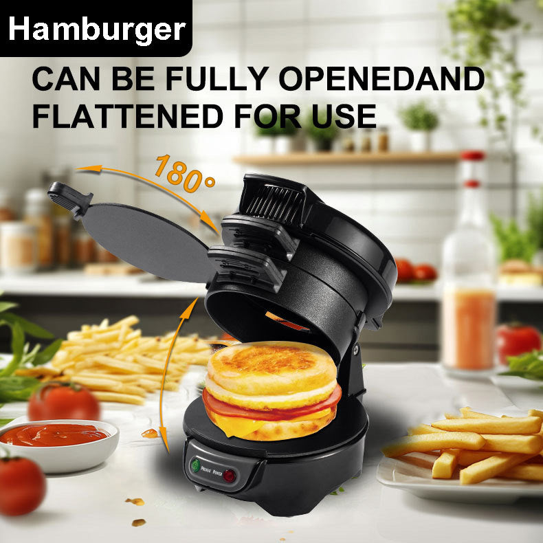 Cross-Border Household Sandwich Maker Breakfast Machine Egg Frying Toaster Electric Griddle Electric Burger Maker Black Burger Maker