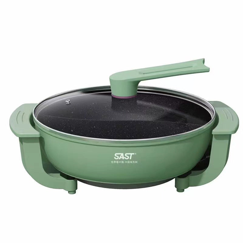 SAST Electric Chafing Dish Two-Flavor Hot Pot Large Capacity Multi-Functional Electric Cooker Soup Electric Food Warmer Non-Stick Cooking Pot Electric Food Warmer