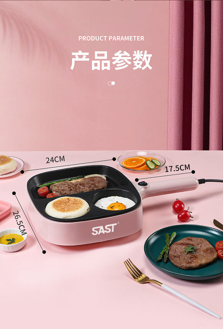 SAST Multifunctional Breakfast Machine for Home and Dormitory, Small Frying and Grilling Machine, Multifunctional Kitchen Magic Egg and Burger Pan with Partition