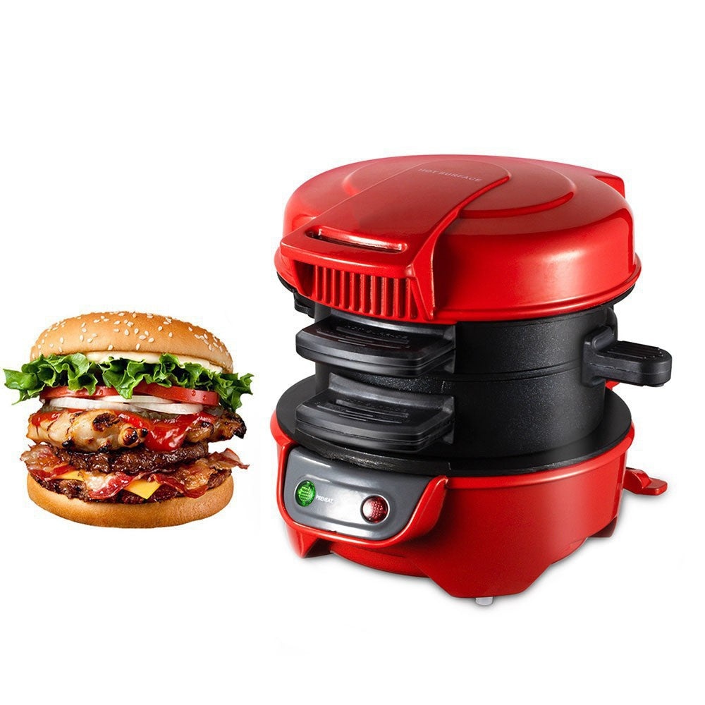 Cross-Border Household Sandwich Maker Breakfast Machine Egg Frying Toaster Electric Griddle Electric Burger Maker Black Burger Maker