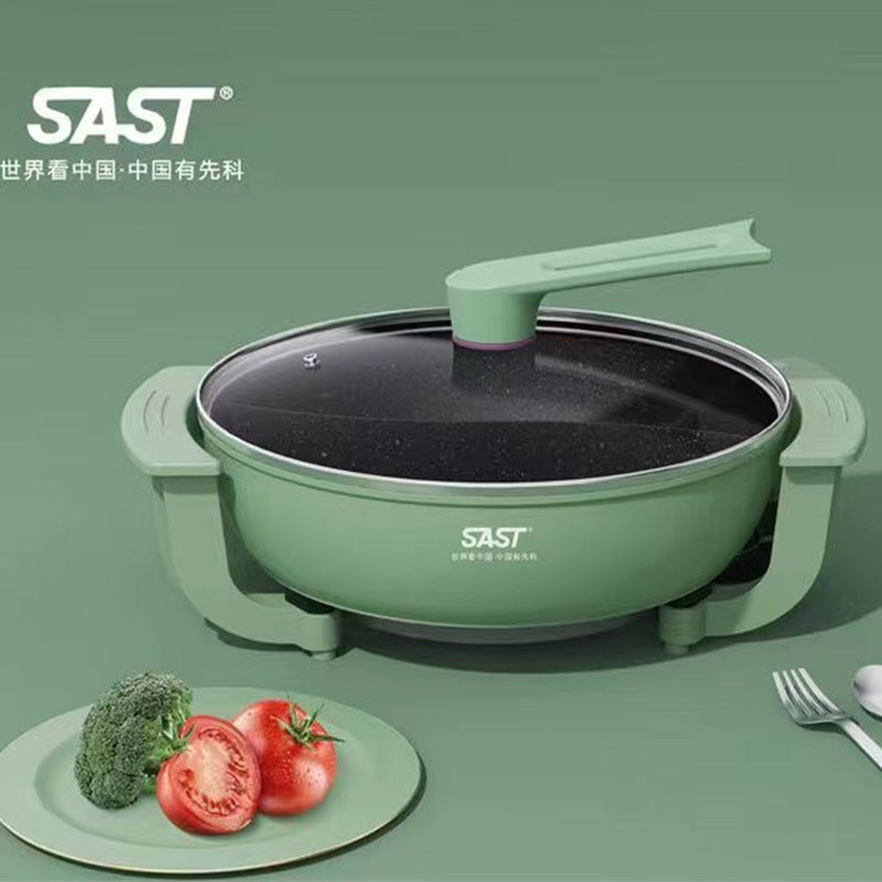 SAST Electric Chafing Dish Two-Flavor Hot Pot Large Capacity Multi-Functional Electric Cooker Soup Electric Food Warmer Non-Stick Cooking Pot Electric Food Warmer