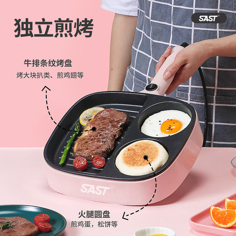 SAST Multifunctional Breakfast Machine for Home and Dormitory, Small Frying and Grilling Machine, Multifunctional Kitchen Magic Egg and Burger Pan with Partition