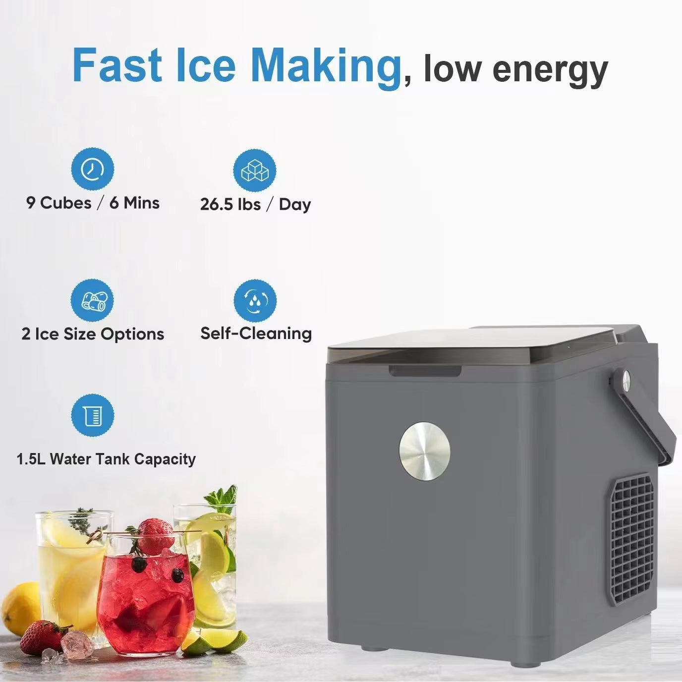 Cross-Border Trade Household Mini Bullet Ice Maker for Milk Tea Shop Ice Cube Machine110v US Standard UK Standard EU Standard Smoothie Maker