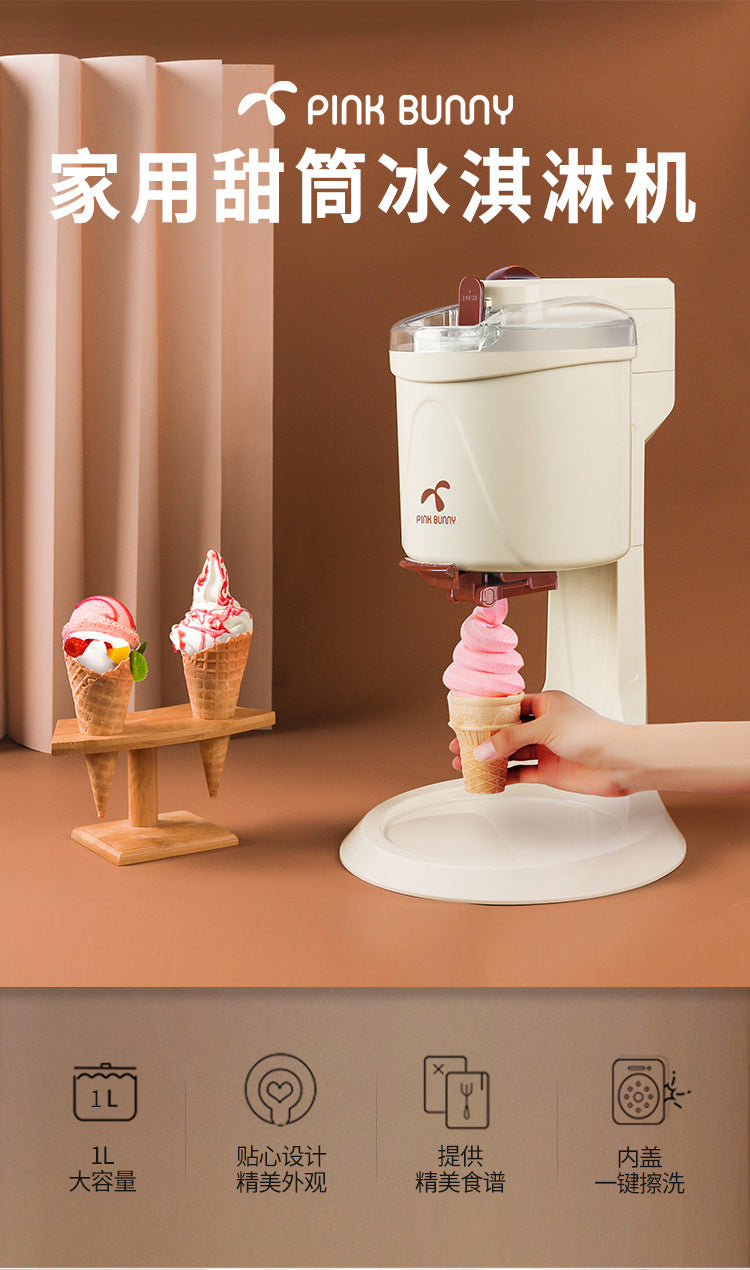 Banni Rabbit Home Ice Cream Maker Small Mini Fully Automatic Sweet Cone Ice Cream Machine Homemade Ice Cream Cone Maker