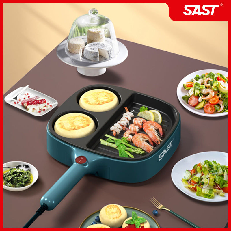 SAST Multifunctional Breakfast Machine for Home and Dormitory, Small Frying and Grilling Machine, Multifunctional Kitchen Magic Egg and Burger Pan with Partition