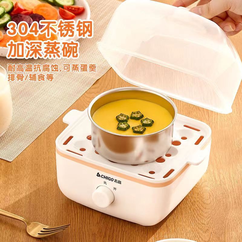 Chigo Egg Cooker Steamer Double Layer Automatic Power Off Household Small Egg Mini Multi-Function Breakfast Machine Magic Tool